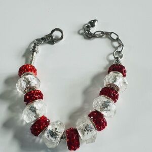 Elegant Red and Silver Bracelet